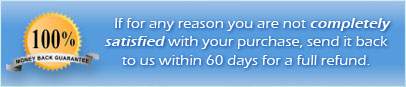 If for any reason you are not completely satisfied with your purchase, send it back to us within 60 days for a full refund