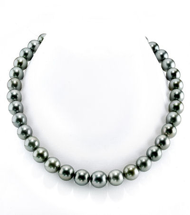 Grey Pearl Jewelry on 10 12mm Dark Grey Tahitian South Sea Pearl Necklace