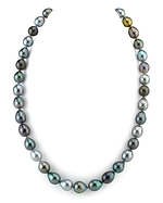 8-10mm Tahitian Multicolor Drop Pearl Necklace - AAAA Quality