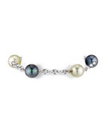 14K White Gold Tincup Bracelet with 10mm Tahitian & Golden Pearls