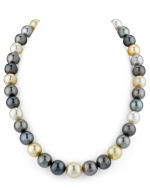 10-12mm Tahitian & Golden Multicolor Pearl Necklace - AAAA Quality
