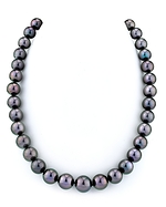 10-13mm Tahitian Pearl Necklace With Rare Bronze Eggplant Overtones