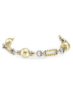 14K Italian Yellow Gold South Sea Pearl & Diamond Designer Bracelet
