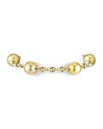 14K Gold Tincup Bracelet with 10mm Dark Golden Pearls
