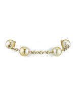 14K Gold Tincup Bracelet with 10mm Light Golden Pearls