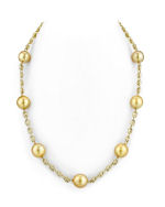 14K Gold Tincup Necklace with 11mm Dark Golden Pearls