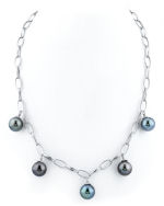 10mm Tahitian South Sea Multicolor Pearl 18K Gold Necklace