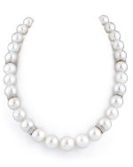 11-14mm White South Sea Pearl Necklace with Diamond Rondelles