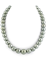 11-14mm Silver Green Tahitian South Sea Pearl Necklace