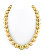CERTIFIED 11-15mm Golden South Sea Pearl Necklace- AAAA Quality