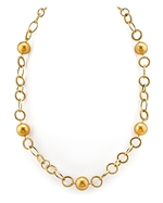 11mm Golden Pearl & Diamond Designer Necklace