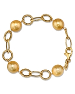 11mm Golden Pearl & Diamond Designer Bracelet