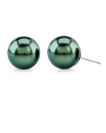 11mm Green Tahitian South Sea Pearl Stud Earrings