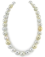 12-14.5mm Golden & White South Sea Multicolor Baroque Pearl Necklace