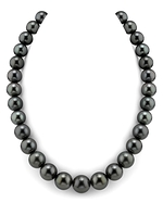 CERTIFIED 12-14.3mm Black Tahitian Pearl Necklace- AAAA Quality