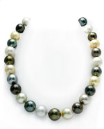 12-15mm Tahitian & Golden South Sea Multicolor Pearl Necklace