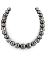 12-15mm Chocolate Tahitian Pearl Necklace with Rondelles