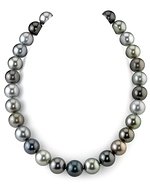 CERTIFIED 13-14mm Tahitian Multicolor Pearl Necklace - AAAA Quality
