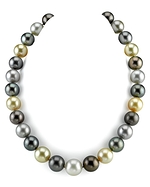 CERTIFIED 13-15mm Tahitian & Golden Multicolor Necklace- AAAA Quality