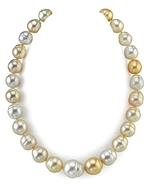 13-16.9mm Golden & White South Sea Multicolor Baroque Pearl Necklace