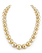 CERTIFIED 13-17.2mm Golden South Sea Pearl Necklace - AAAA Quality