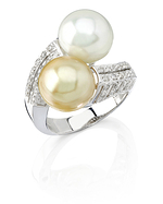 10MM Two-Pearl South Sea & Diamond Pearl Ring