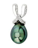 Tahitian Pearl & Diamond Ribbon Pendant