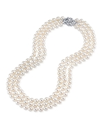 6.5-7.0mm Triple Strand White Akoya Pearl Necklace