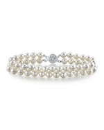 6.0-6.5mm Akoya White Double Pearl Bracelet- Choose Your Quality