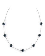 7.0-7.5mm Japanese Akoya Black Pearl Tincup Necklace