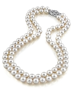 7.5-8.0mm Double Strand White Akoya Pearl Necklace