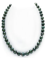 8-10mm Deep Green Tahitian South Sea Circle-Baroque Pearl Necklace