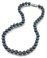 8.5-9.0mm Japanese Akoya Peacock Black Pearl Necklace- AAA Quality