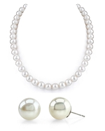 8-9mm White Freshwater Pearl Necklace with Matching Earrings- Choose Your Quality