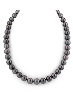 9-10mm Tahitian Pearl Necklace With Rare Bronze Eggplant Overtones