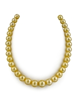 CERTIFIED 9-11mm Golden South Sea Pearl Necklace- AAAA Quality