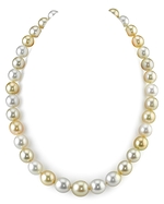 9-12mm Off-Round Golden & White South Sea Multicolor Pearl Necklace