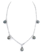 9mm Tahitian Multicolor Baroque Pearl Dangling Tincup Necklace