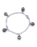 9mm Tahitian Multicolor Baroque Pearl Dangling Tincup Bracelet