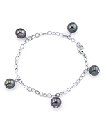 9mm Tahitian Multicolor Pearl Dangling Tincup Bracelet