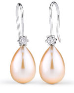 9mm Peach Freshwater Diamond Pearl Earrings