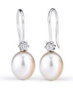 9mm White Freshwater Diamond Pearl Earrings