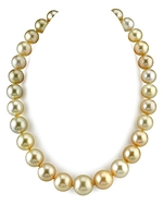 CERTIFIED 12-16.3mm Golden South Sea Pearl Necklace