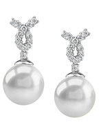 South Sea Pearl & Diamond Swirl Earrings