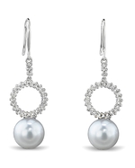White South Sea Pearl and Diamond Halo Earrings