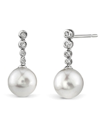 White South Sea Diamond Links Pearl Earrings