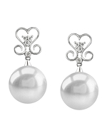 South Sea Pearl & Diamond Curl Earrings