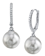 South Sea Pearl & Diamond Aurora Leverback Earrrings