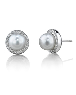 South Sea Pearl Diamond Pave Stud Earrings