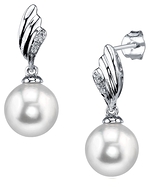 South Sea Pearl & Diamond Lily Earrings